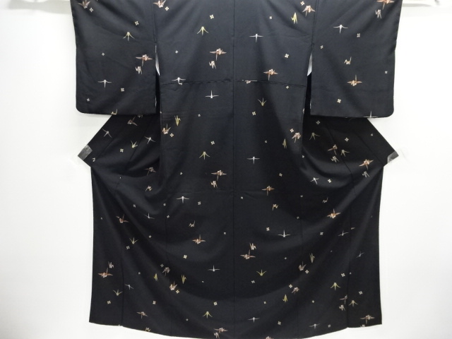 折鶴に風車模様小紋着物